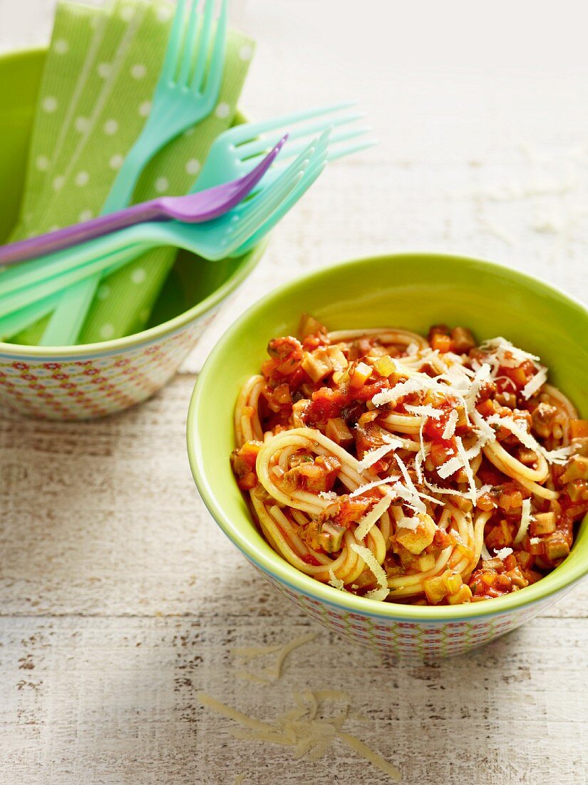 Spaghetti with a mushroom bolognese