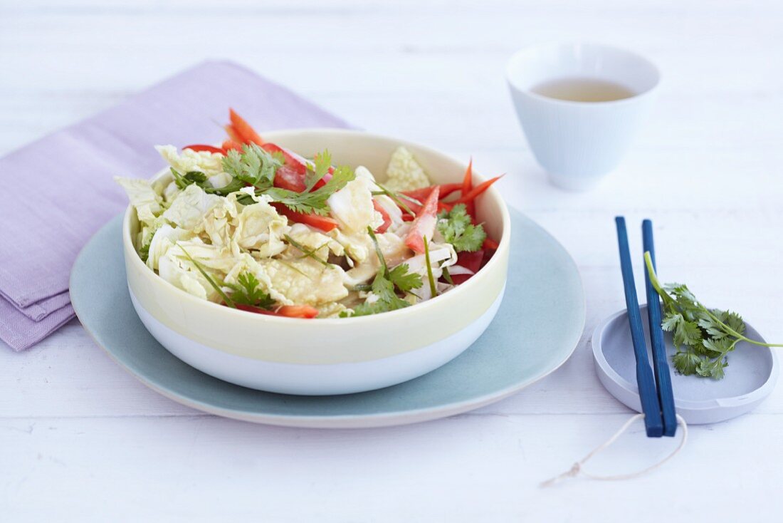 Chinese cabbage salad with pepper and coriander