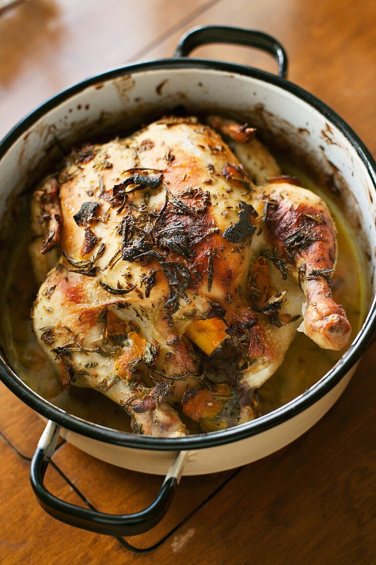 Oven roasted chicken with herbs