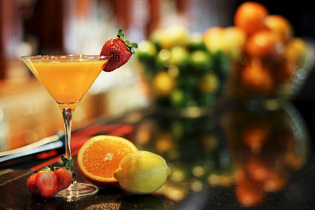 Strawberry and orange Martini