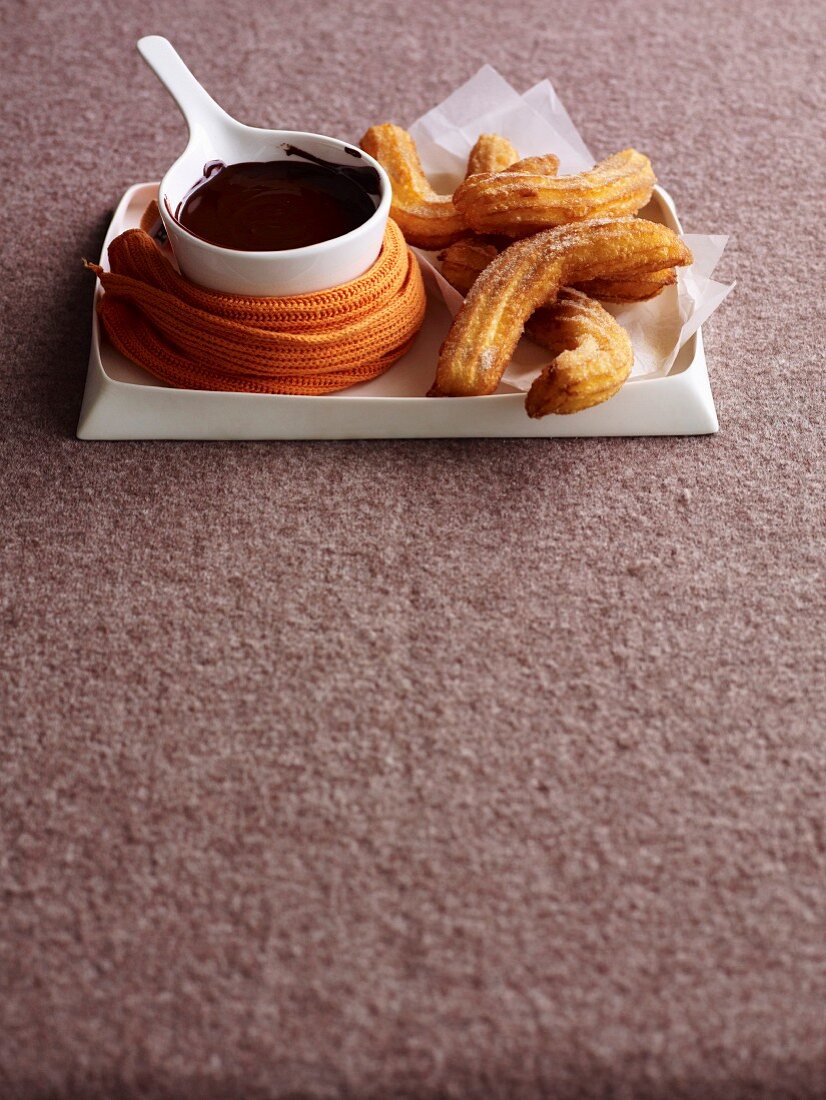 Churros with chocolate and sherry sauce (Spain)