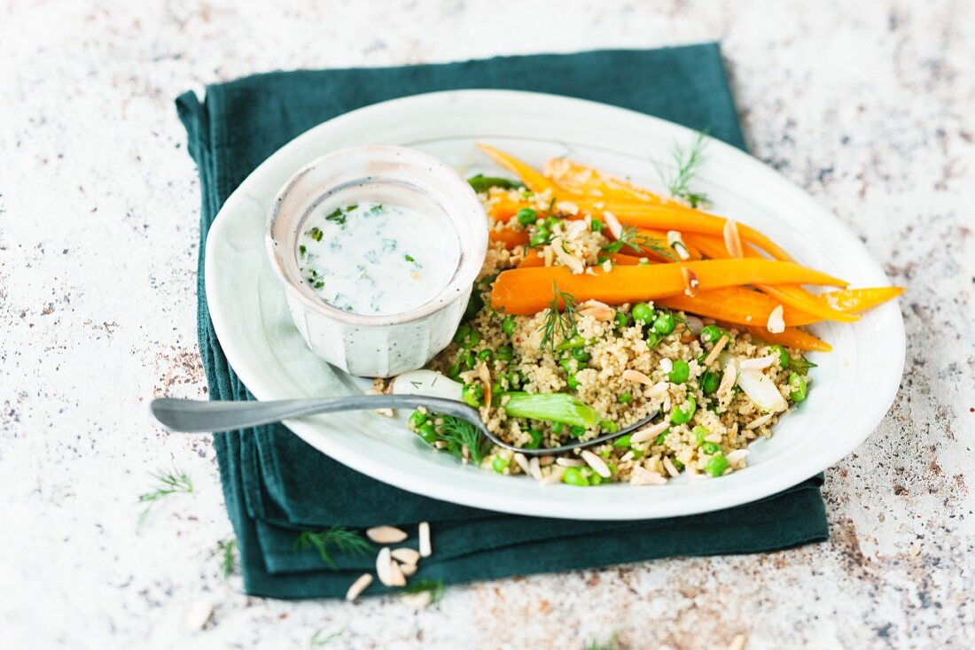 Couscous with vegetables and a dip