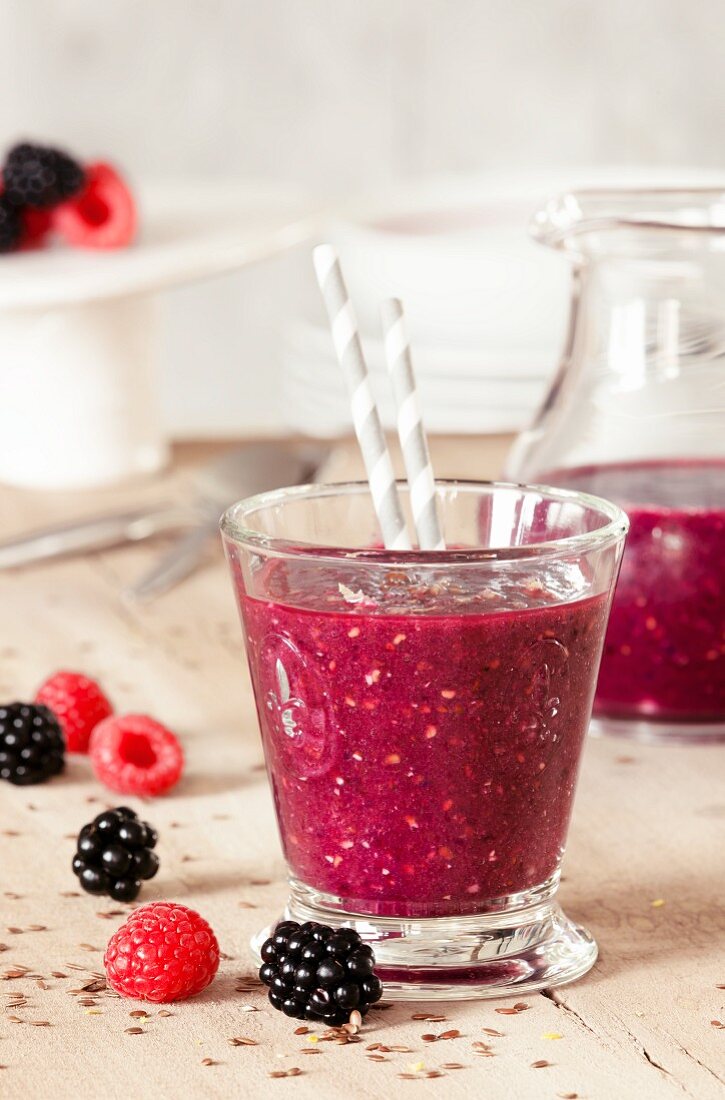 A raspberry and blackberry smoothie