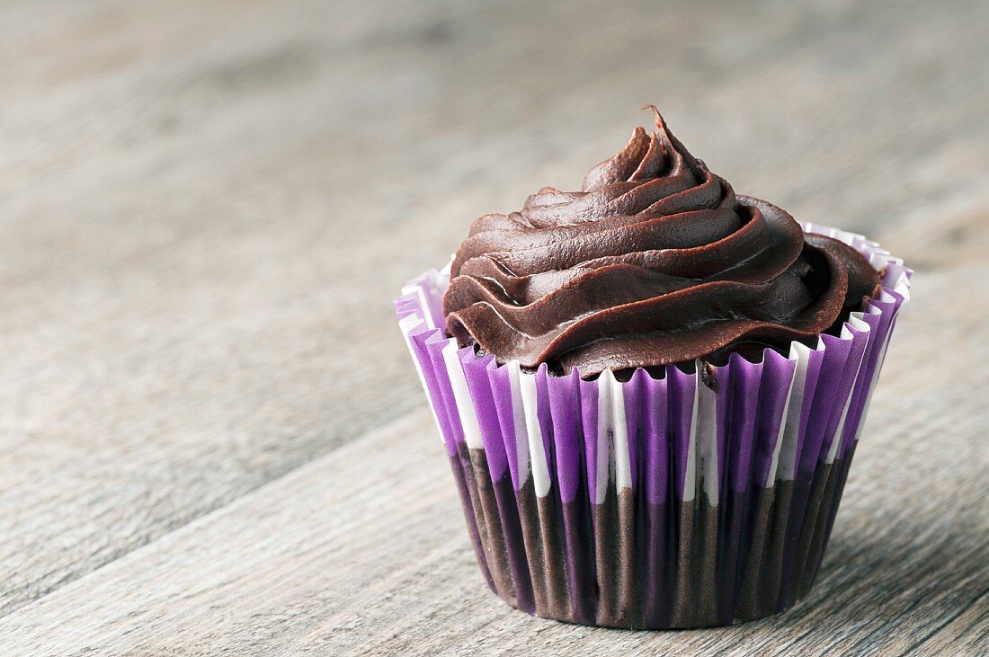 A chocolate ganache cupcake