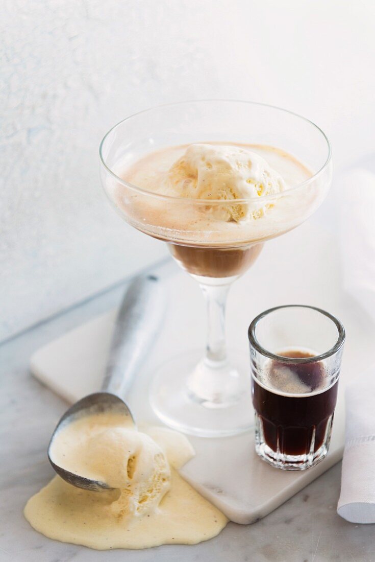 Affogato (coffee with vanilla ice cream, Italy)