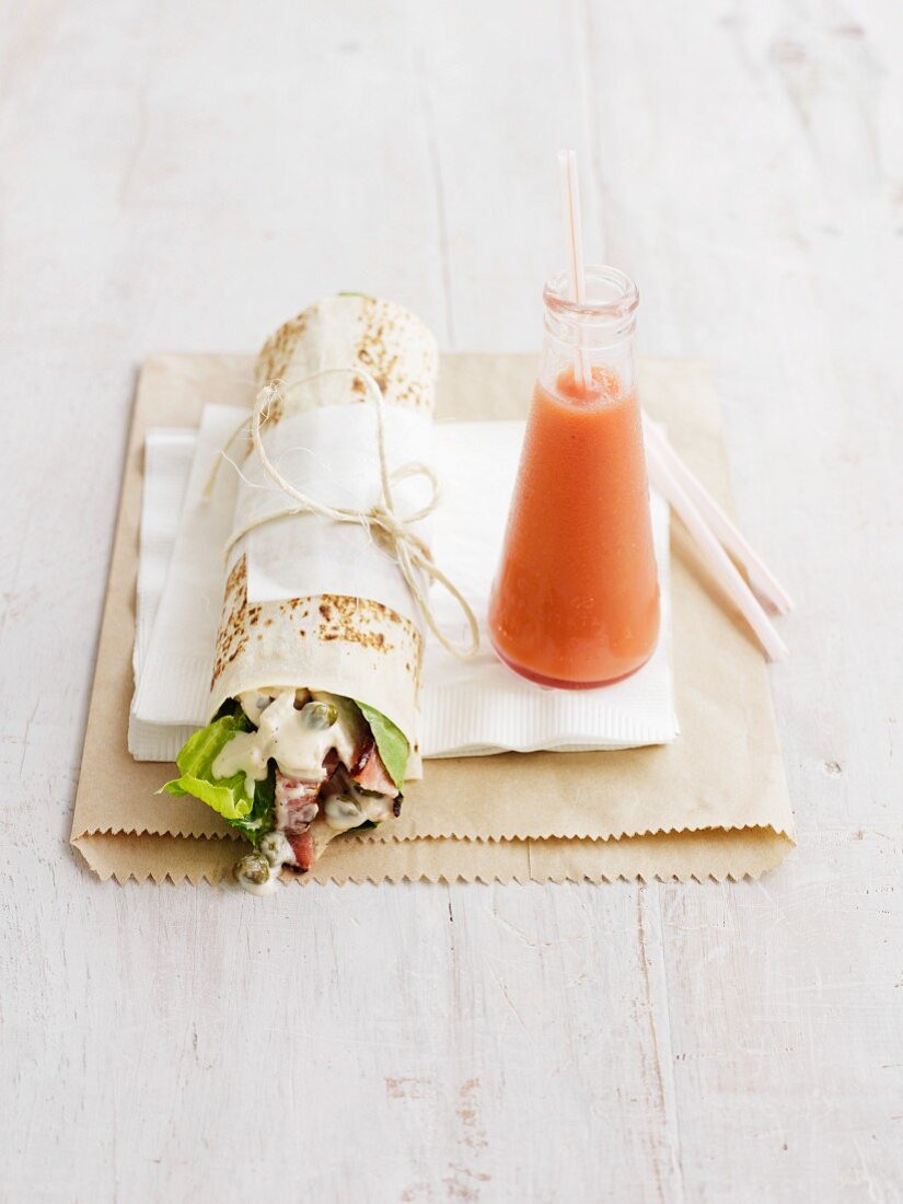 A Caesar salad wrap