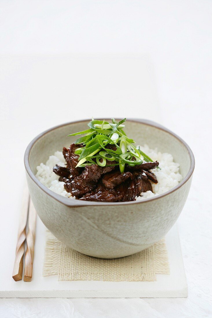 Teriyaki beef with rice