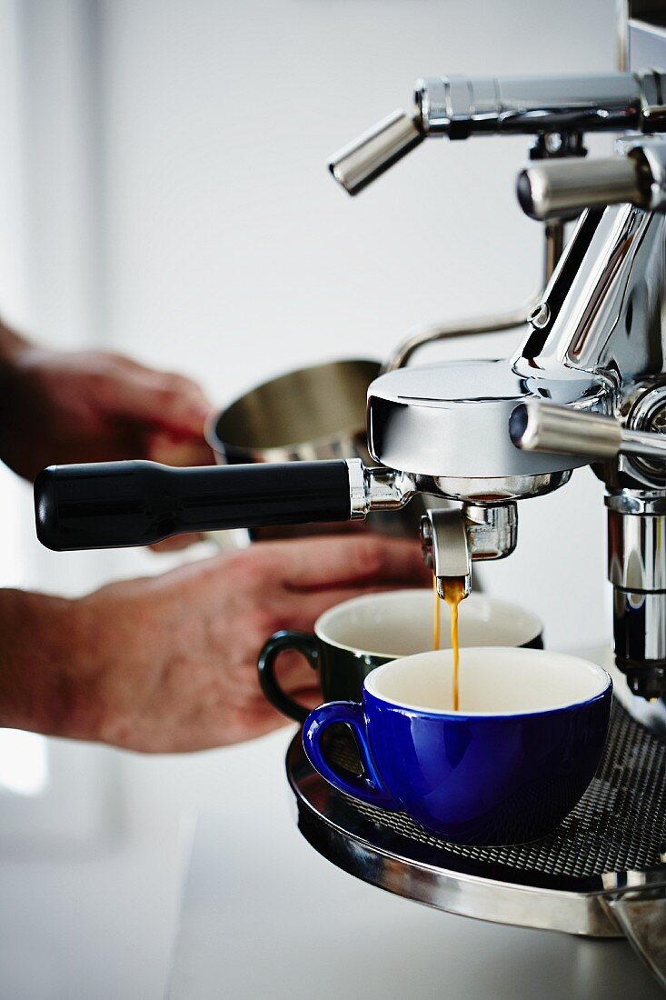 Barista making espresso