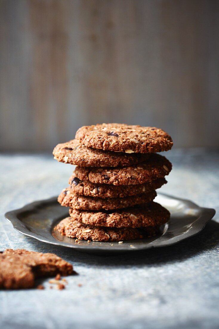 Stack of chocolate chip cookies