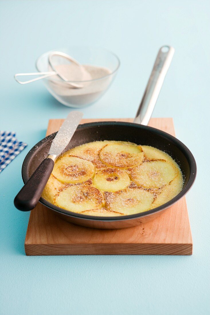 Apple pancakes in a non-stick pan