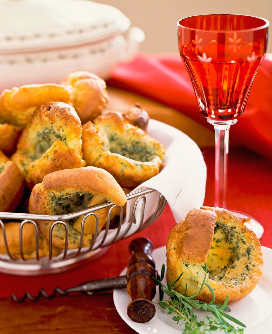 Spicy cheese pastries with herbs