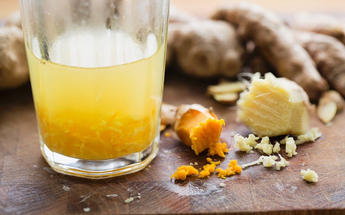 A hot ginger and turmeric drink