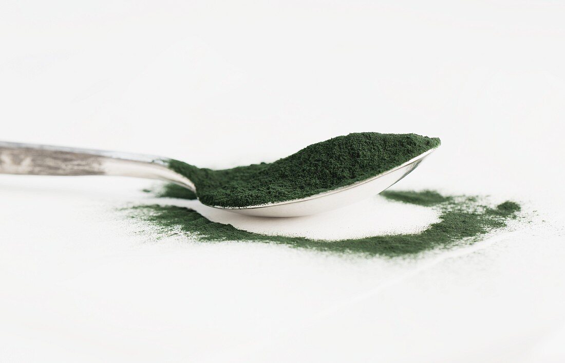 Ein Löffel Spirulina Pulver (Algenpulver)