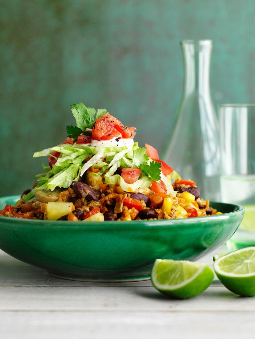 Minced meat with kidney beans, tomatoes and sweetcorn (Mexico)