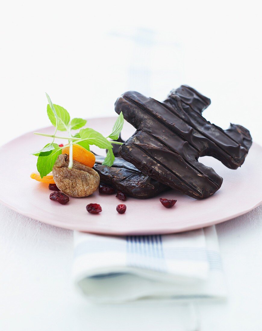 Puzzle piece-shaped chocolate biscuits