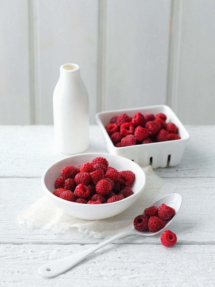 An arrangement of raspberries