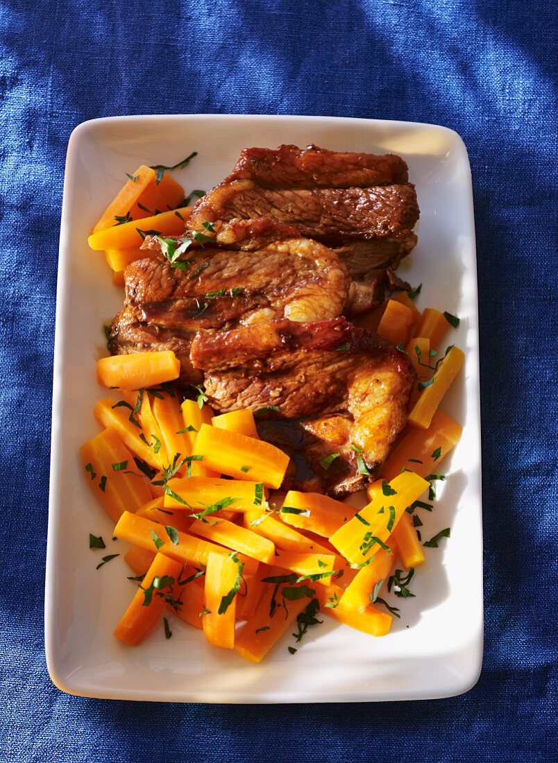 Veal with a carrot medley