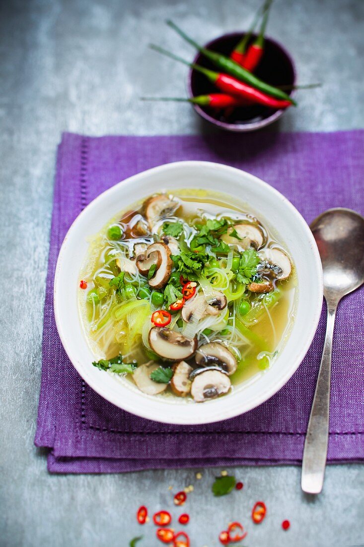 Noodle soup with vegetables and mushrooms (Asia)