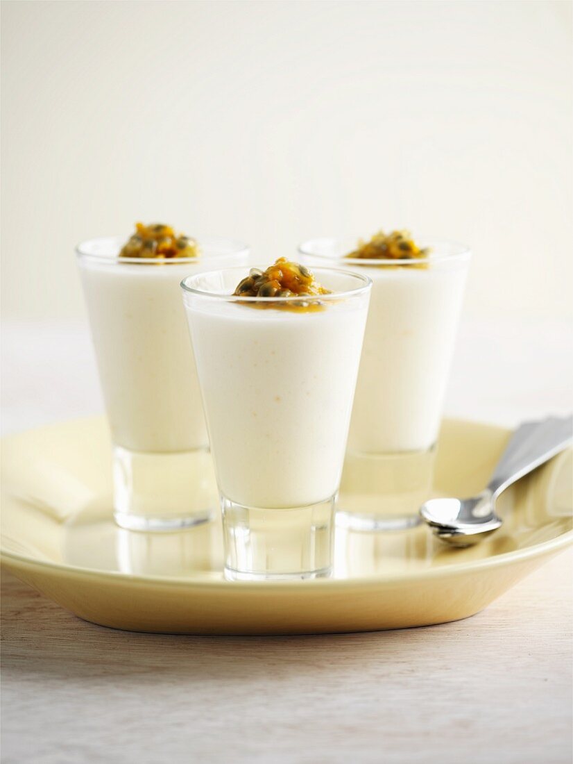 White chocolate mousse with passion fruit