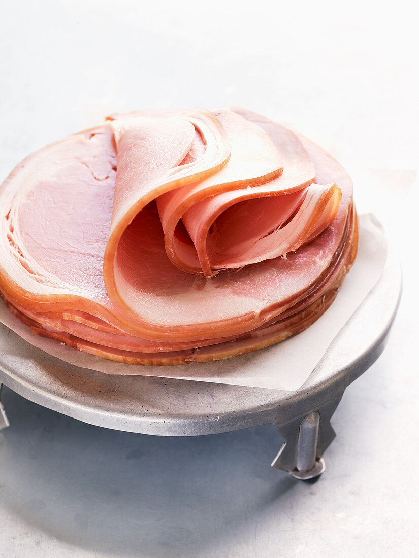 A stack of ham slices