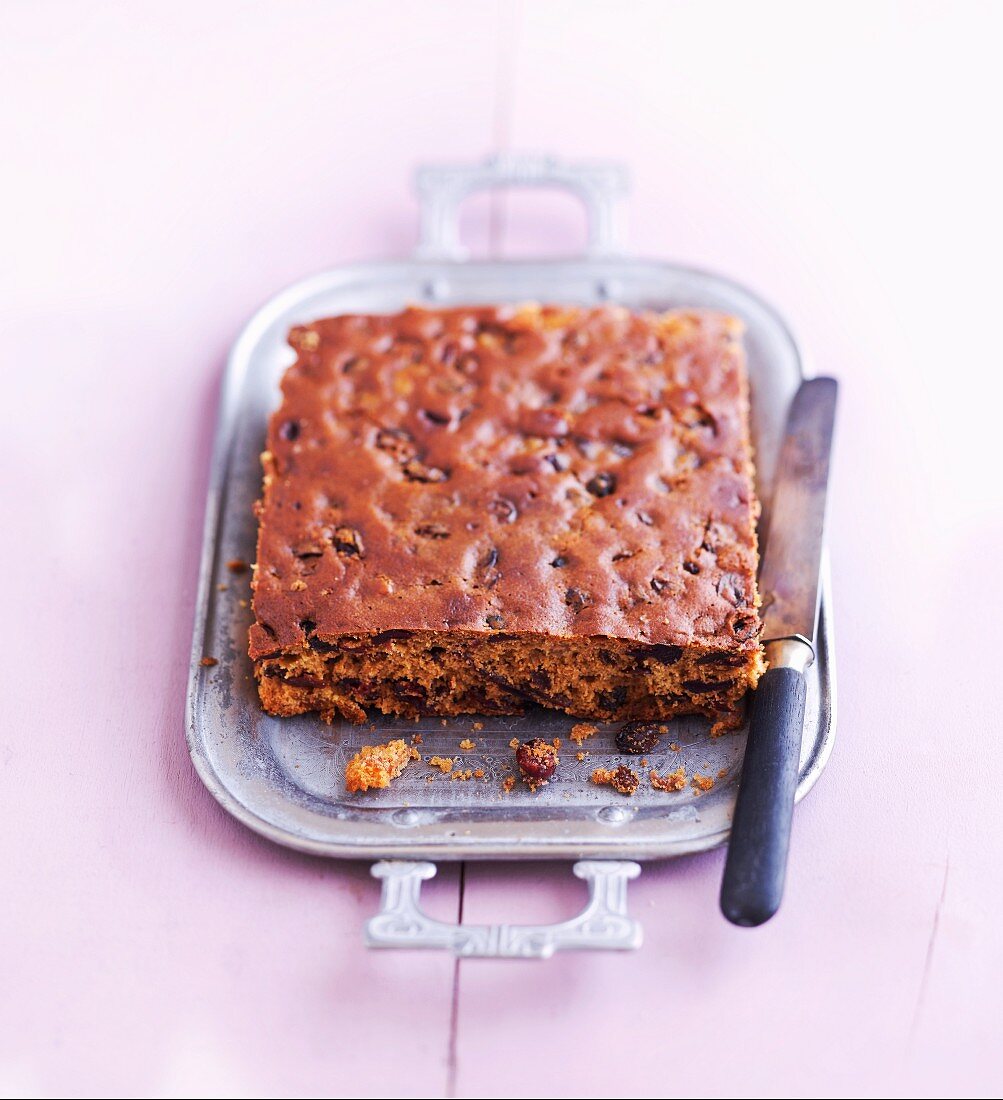 Fruit cake on a tray