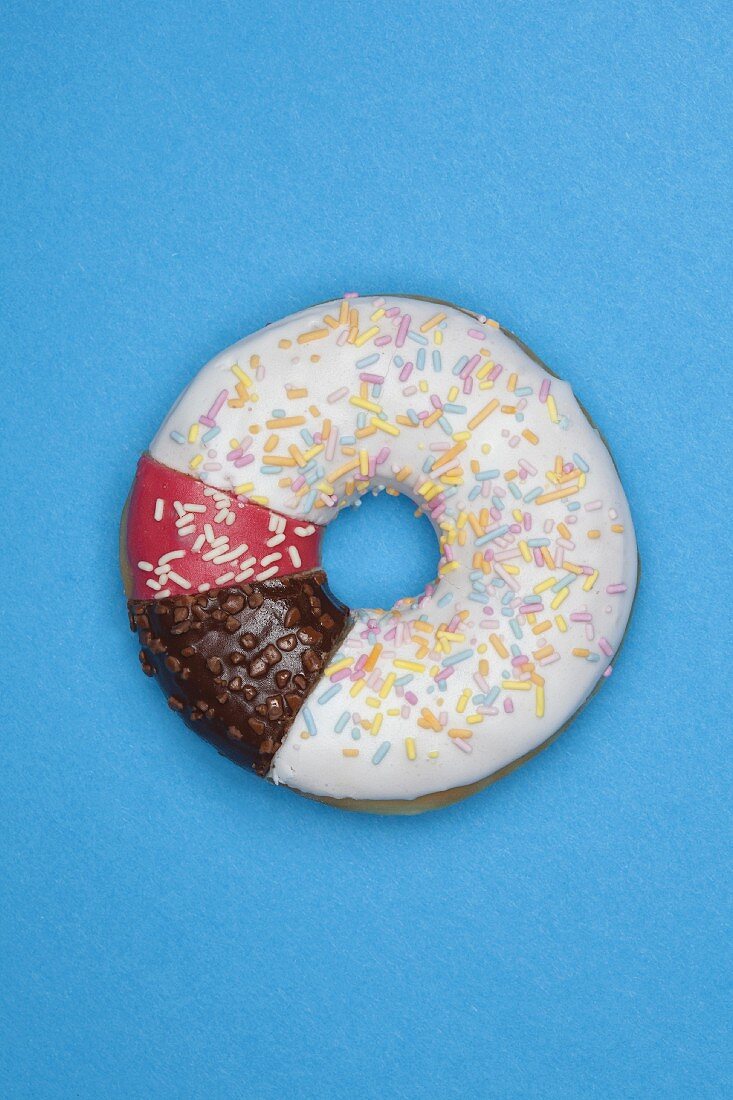 A pieced-together doughnut