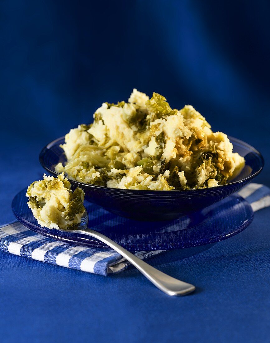 Rumble Thumbs (mashed potato with green cabbage, England)