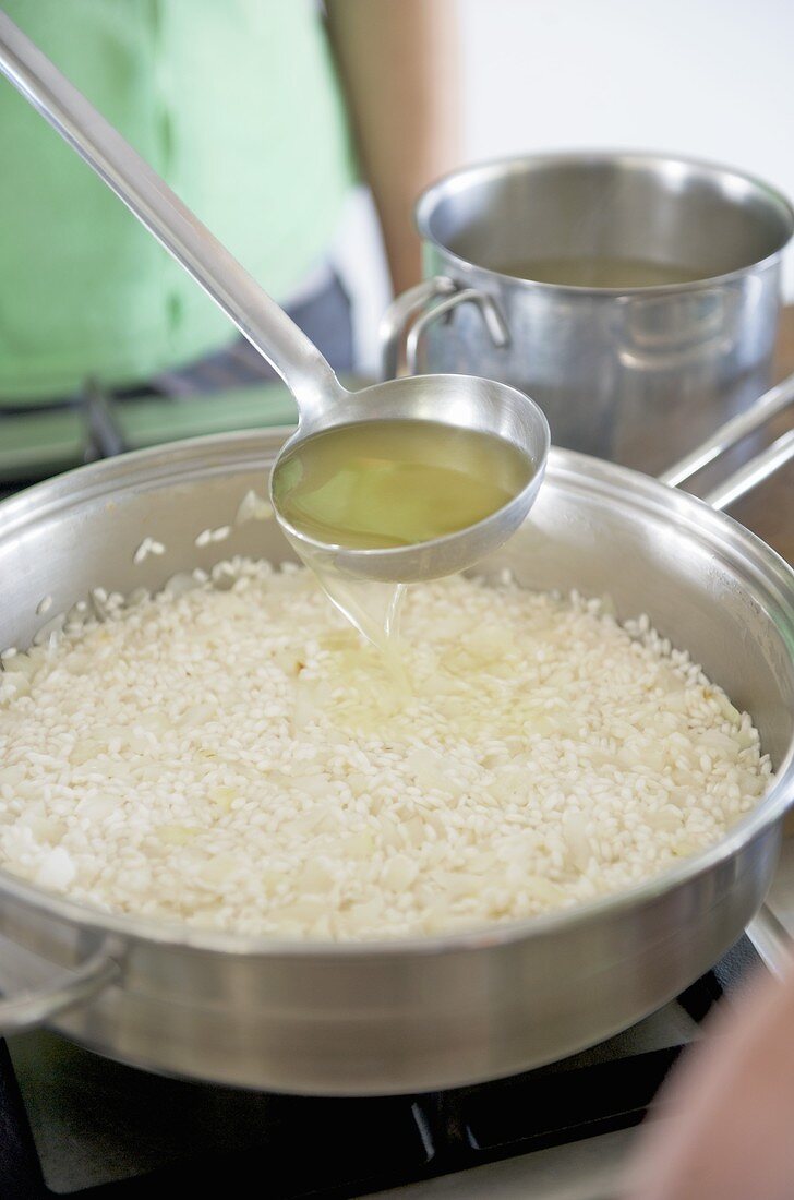 Preparing risotto