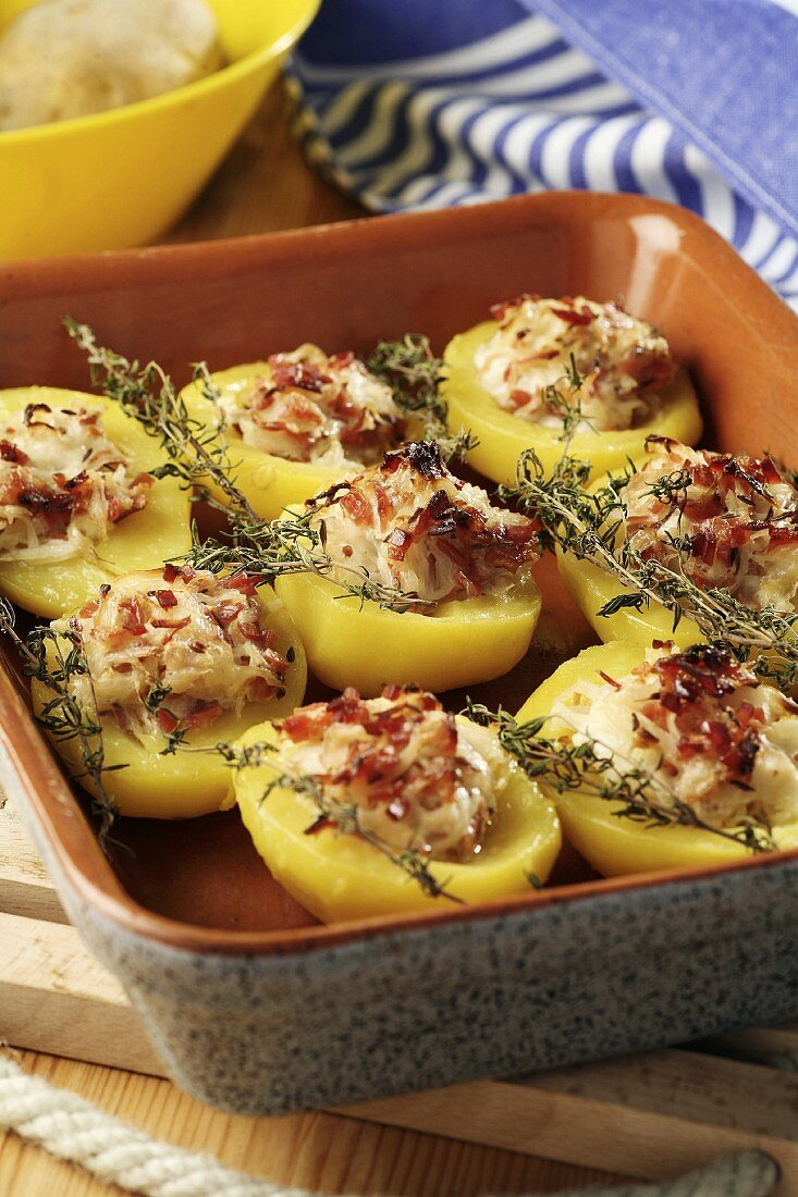 Potatoes topped with thyme