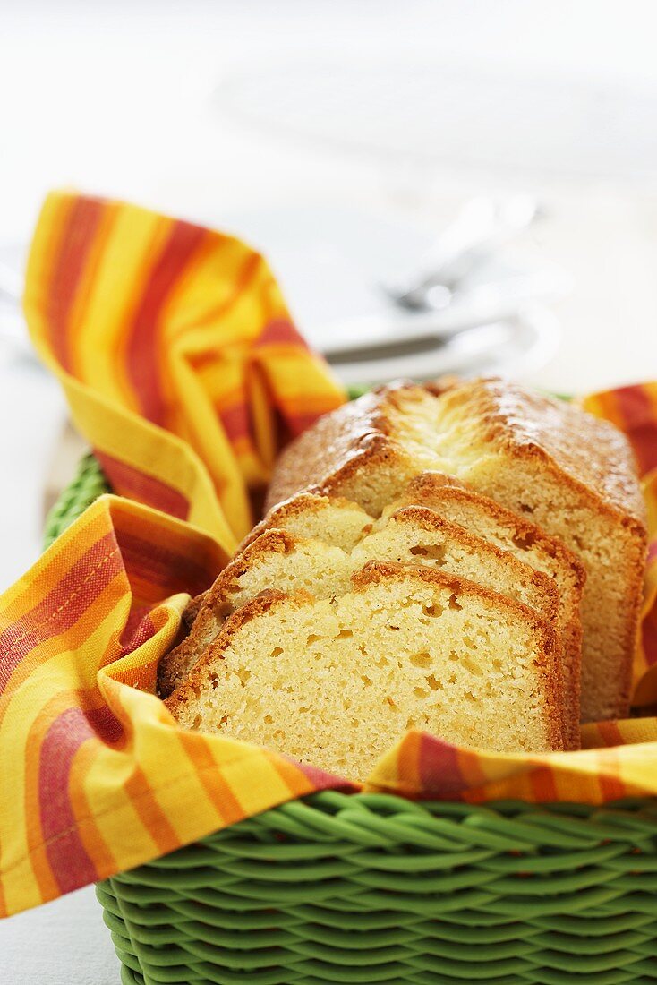 Sponge cake in a bread basket