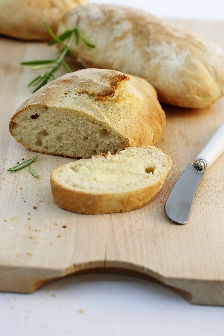 Ciabatta on a chopping board