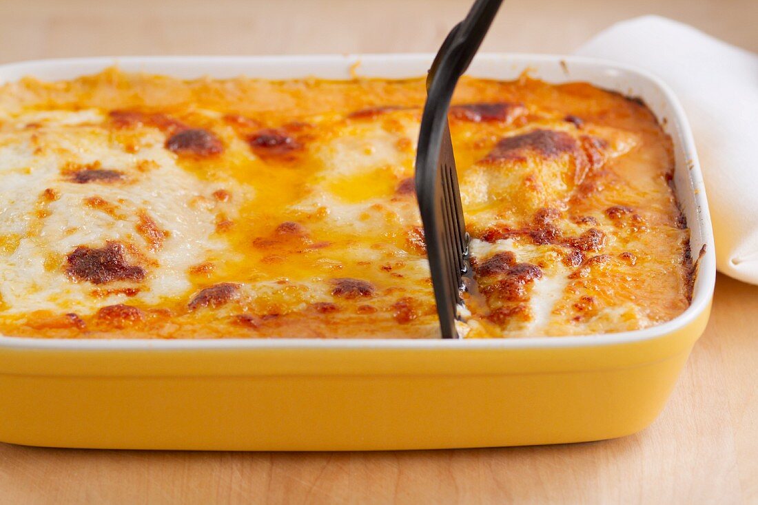 Lasagne in a baking dish