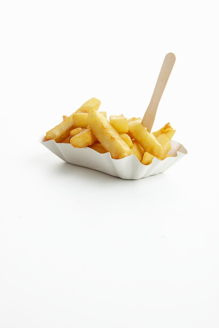 Chips on a takeaway paper plate