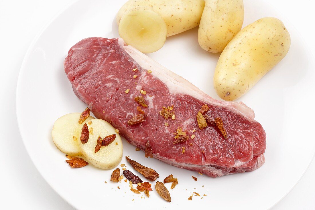 Roast beef with potatoes and spices