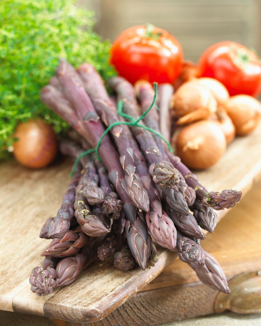 A bunch of purple asparagus (Asparagus Pacific Purple)