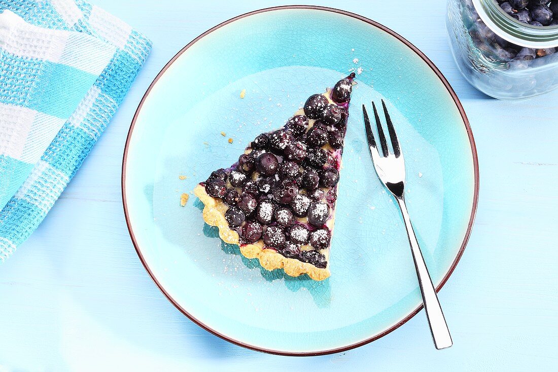 A slice of blueberry tart