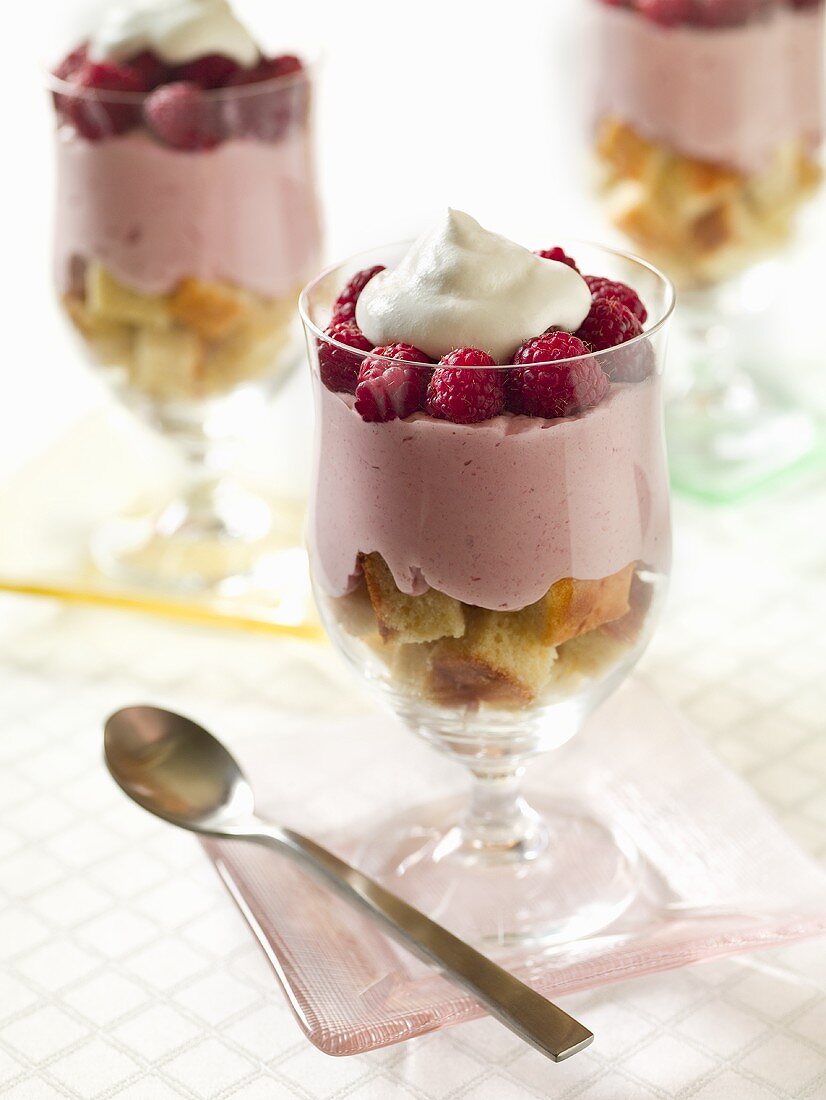 Raspberry Trifle in Glasses