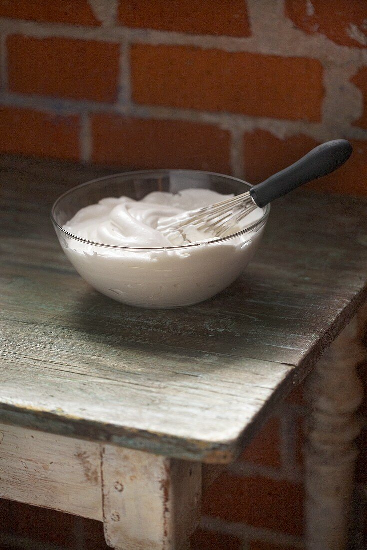 Meringue in a Bowl with Whisk