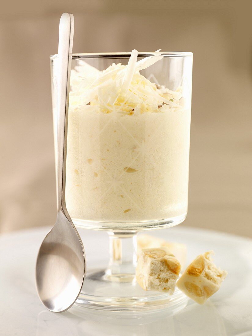 White chocolate mousse with nougat