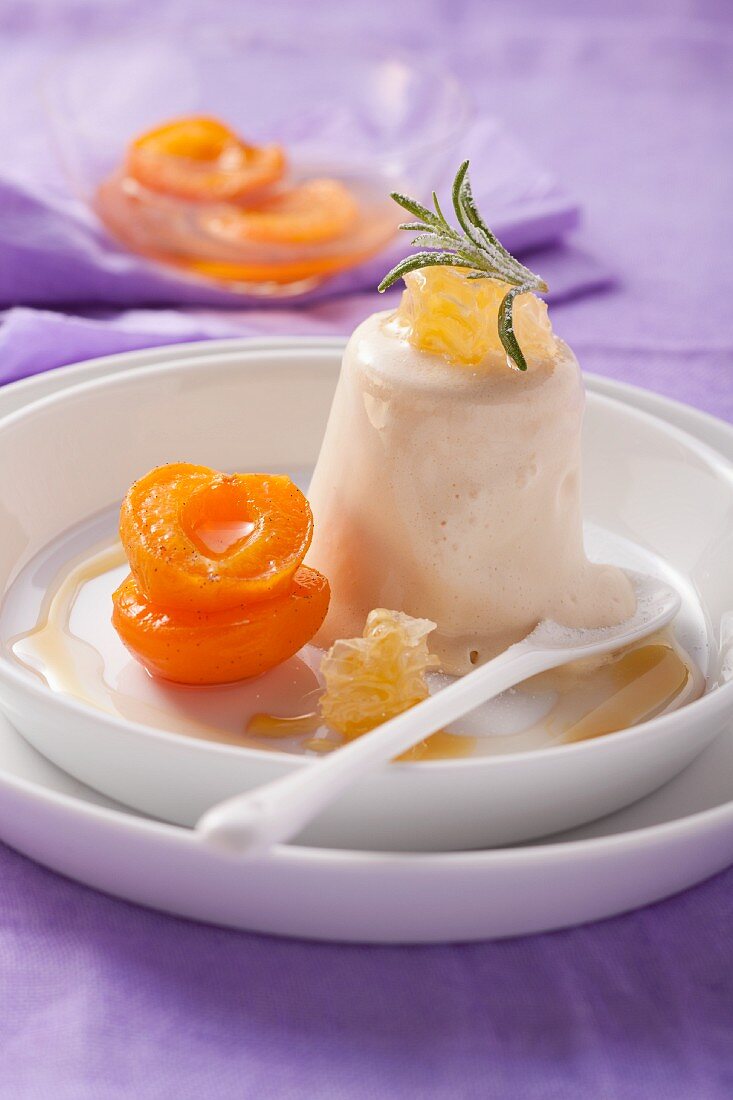Honey parfait with rosemary and apricots