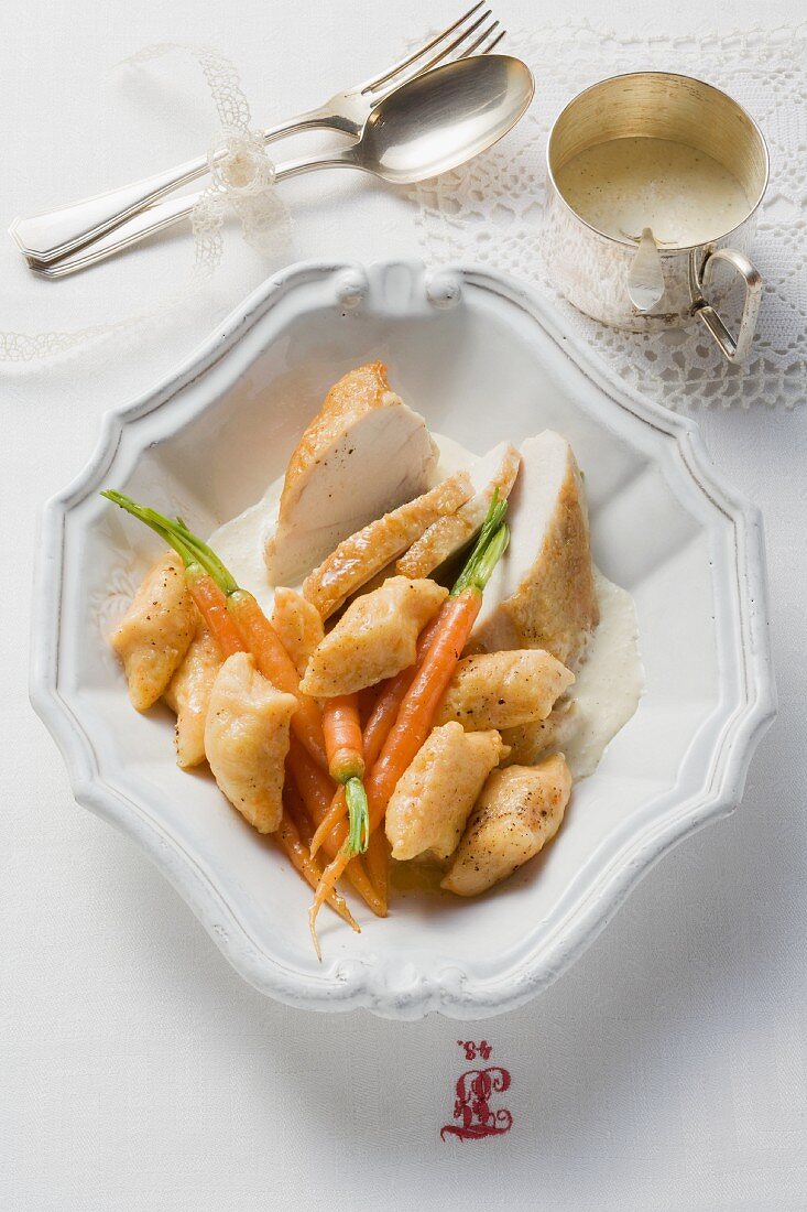 Chicken breast with carrot gnocchi