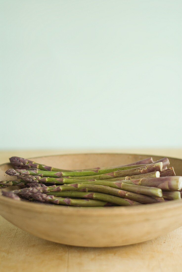 Maine Grown Asparagus in a Wooden Bowl