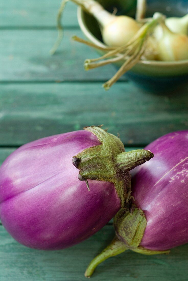 Two aubergines