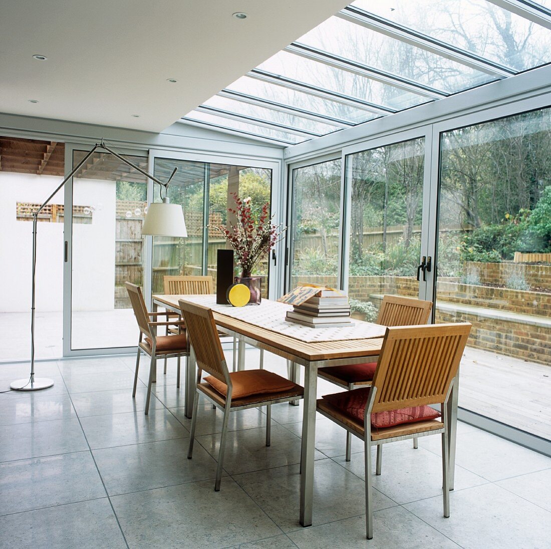 A conservatory being used as a dining room