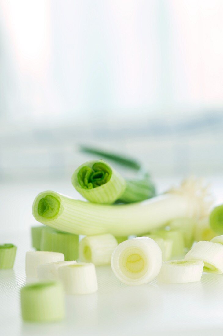 Spring onions, whole and sliced