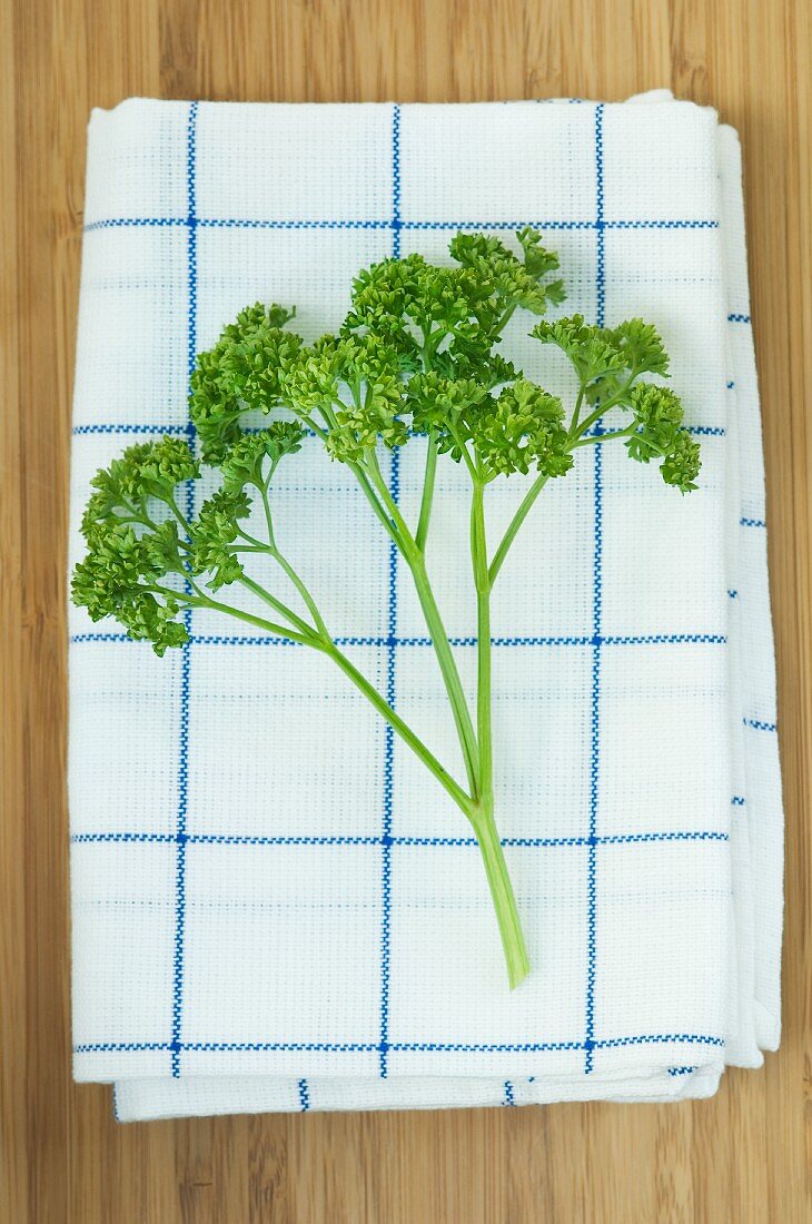 Parsley on a tea towel