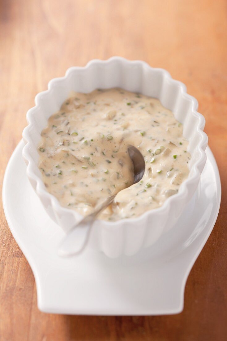 Warm remoulade sauce with capers