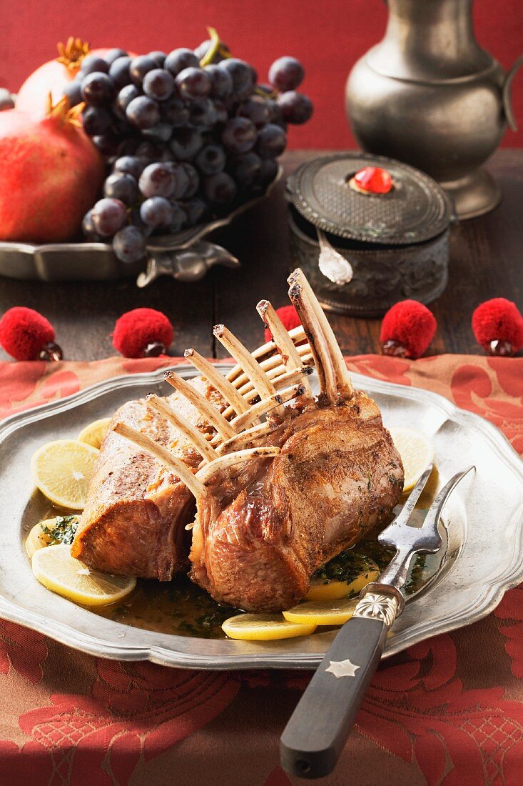 Medieval style saddle of lamb