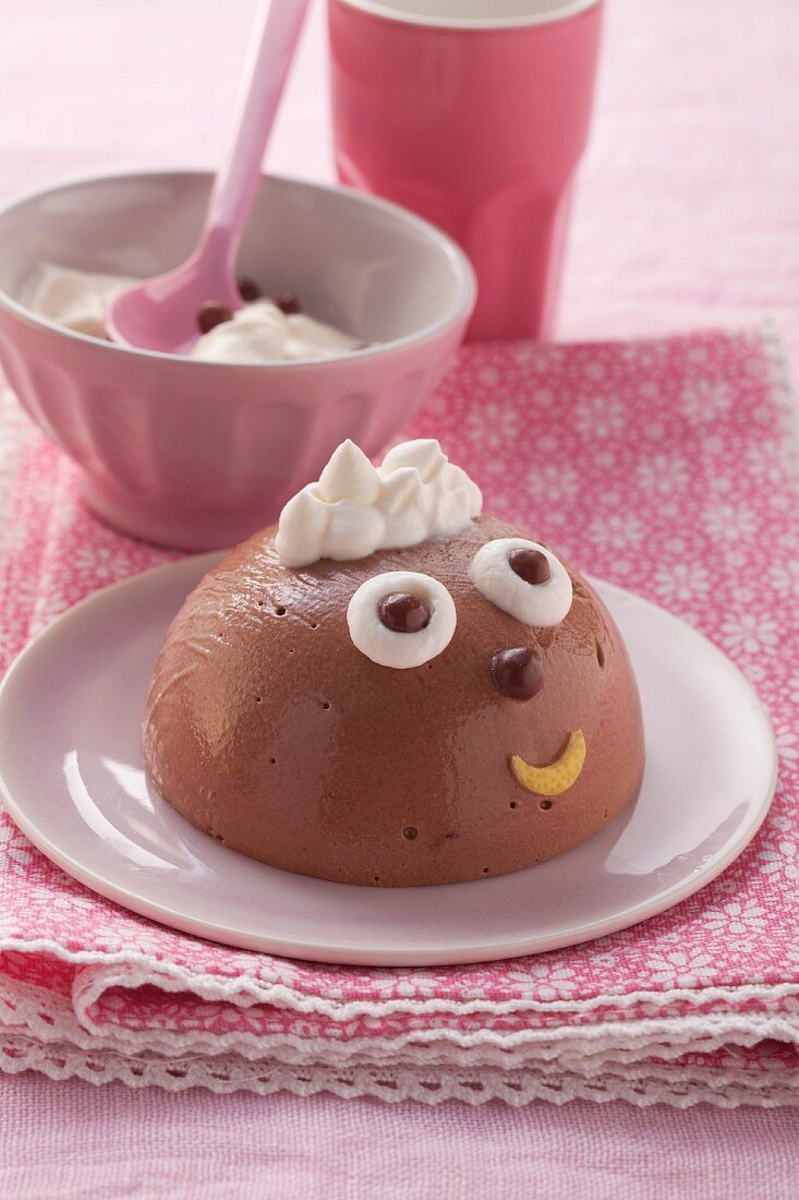 Chocolate mousse with a face