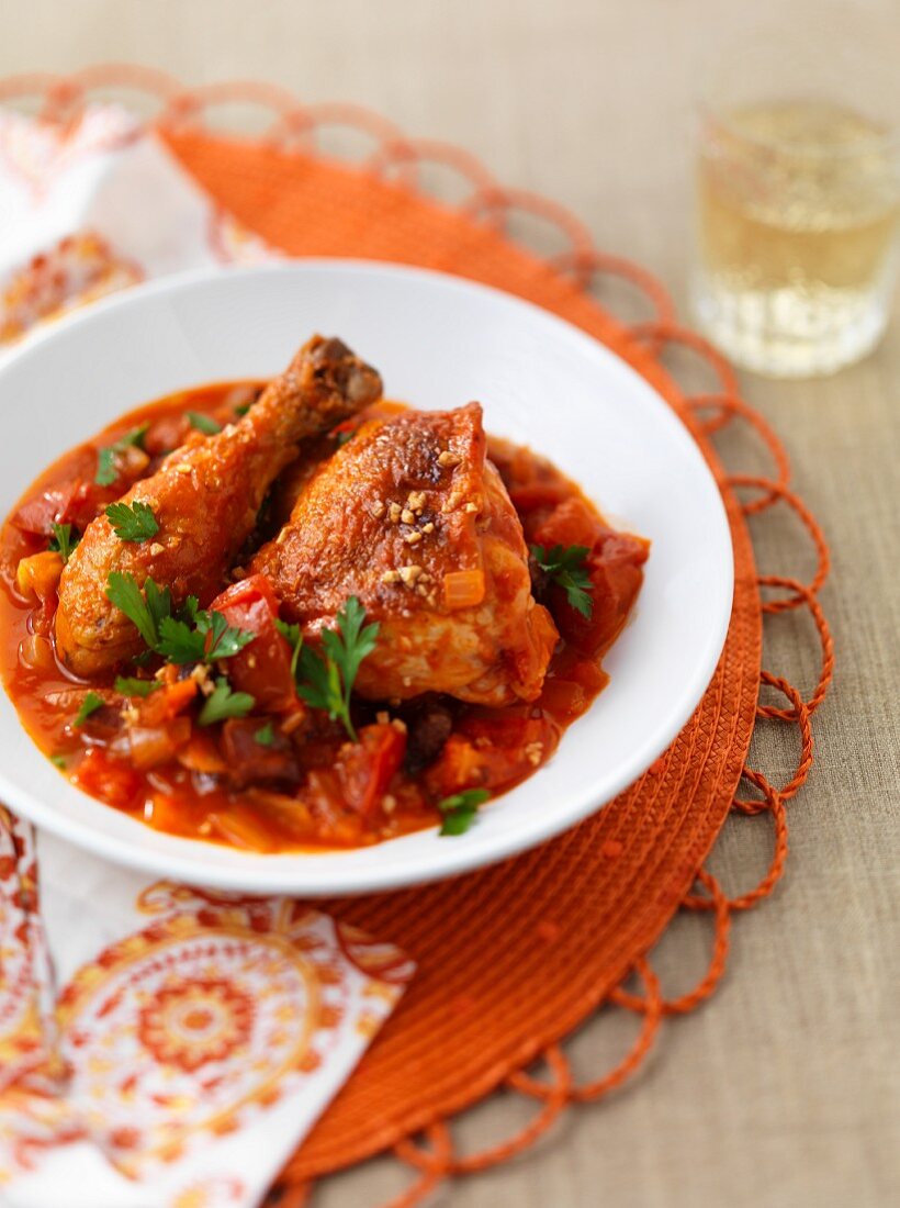 Braised chicken with tomatoes